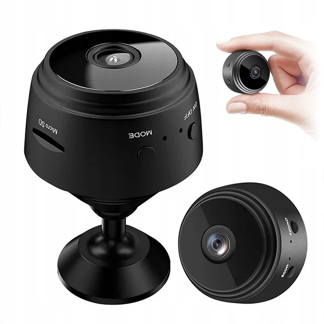 The CovertEye mini WiFi camera, a small round black camera on its magnetic stand
